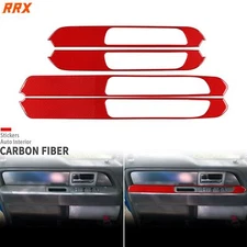 4Pcs Red Carbon Fiber Window Lift Switch Panel Cover For Ford F150 Raptor 09-14