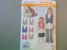 Simplicity- Learn to Sew - Pattern #2293 - Child and Girl Lined Vests with Trim