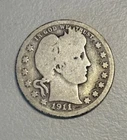 1911-D U.S. Currency Barber Quarter 25c Denver Coin