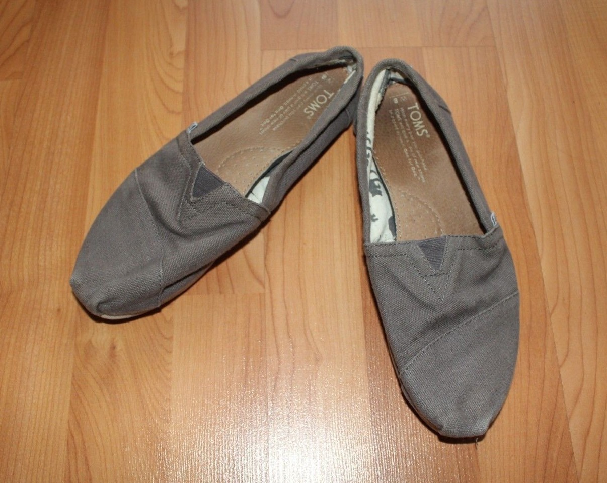 TOMS Original Women's Khaki Brown Canvas Shoes Flats Slippers Pull