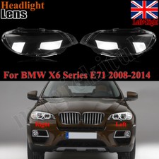 LH+RH PC Headlight Lens Cover Headlamp Shell Lampshade For BMW E71 X6 2008-2014