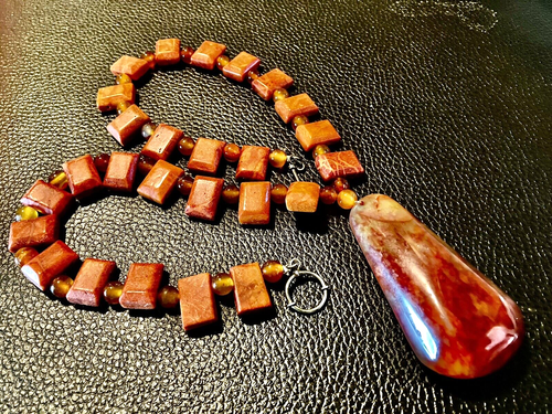 Original Karneel Stein Perlen Anhänger Halskette LG Schutz Amulett - Madagaskar - Bild 4 von 13