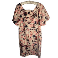 MISSLOOK Floral Off The Shoulder Pink Puff Sleeves Dress Size 3XL NWOT