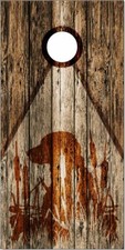 Yellow Lab hunting Wood LAMINATED Cornhole Wrap Bag Toss Skin Decal