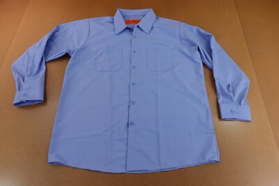 Red Kap Men's Size XL Blue Industrial Long Sleeve Button Front Work Shirt New