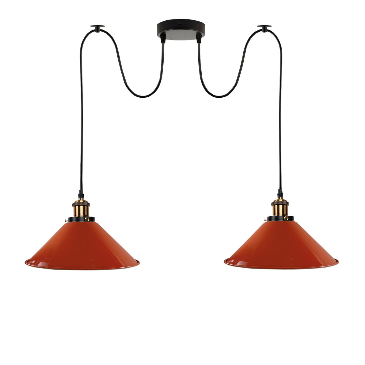 Spinnen-Pendelleuchte Mit 2 Köpfen, Roségold - 22cm Industrieschirme, Höhenverstellbar, E27 Fassung, Für Wohnzimmer & Küche