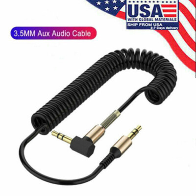  Male to Male AUX Cable Cord 3.5mm L-Shaped Right Angle Car Audio Headphone Jack