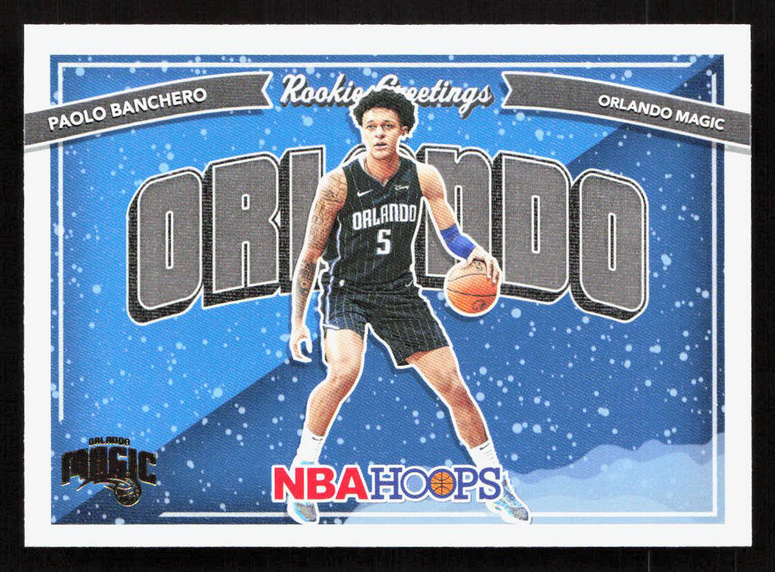 2022-23 Panini NBA Hoops Paolo Banchero Rookie Greetings Winter #1 Orlando Magic