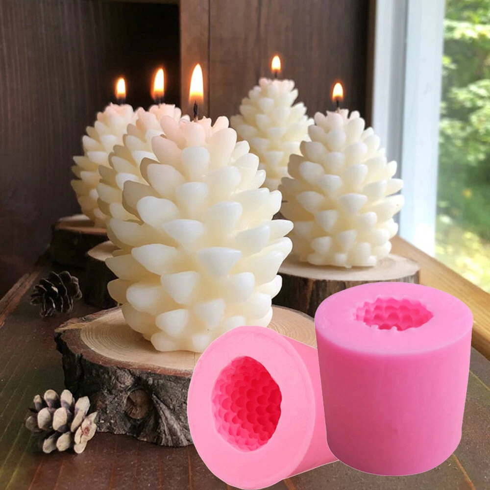 3D Christmas Pine Cone Silicone Candle Molds Beeswax Candles Making Mold DIY