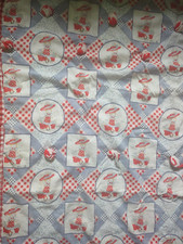 Vintage Holly Hobbie Faux Quilt Small Blanket 45" x 52" Petticoats Pantaloons