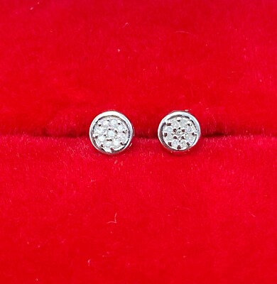 ANGEBOT! Ohrstecker 10 Karat Gold echte natürliche 0,05 kt Pave Diamanten 4 mm