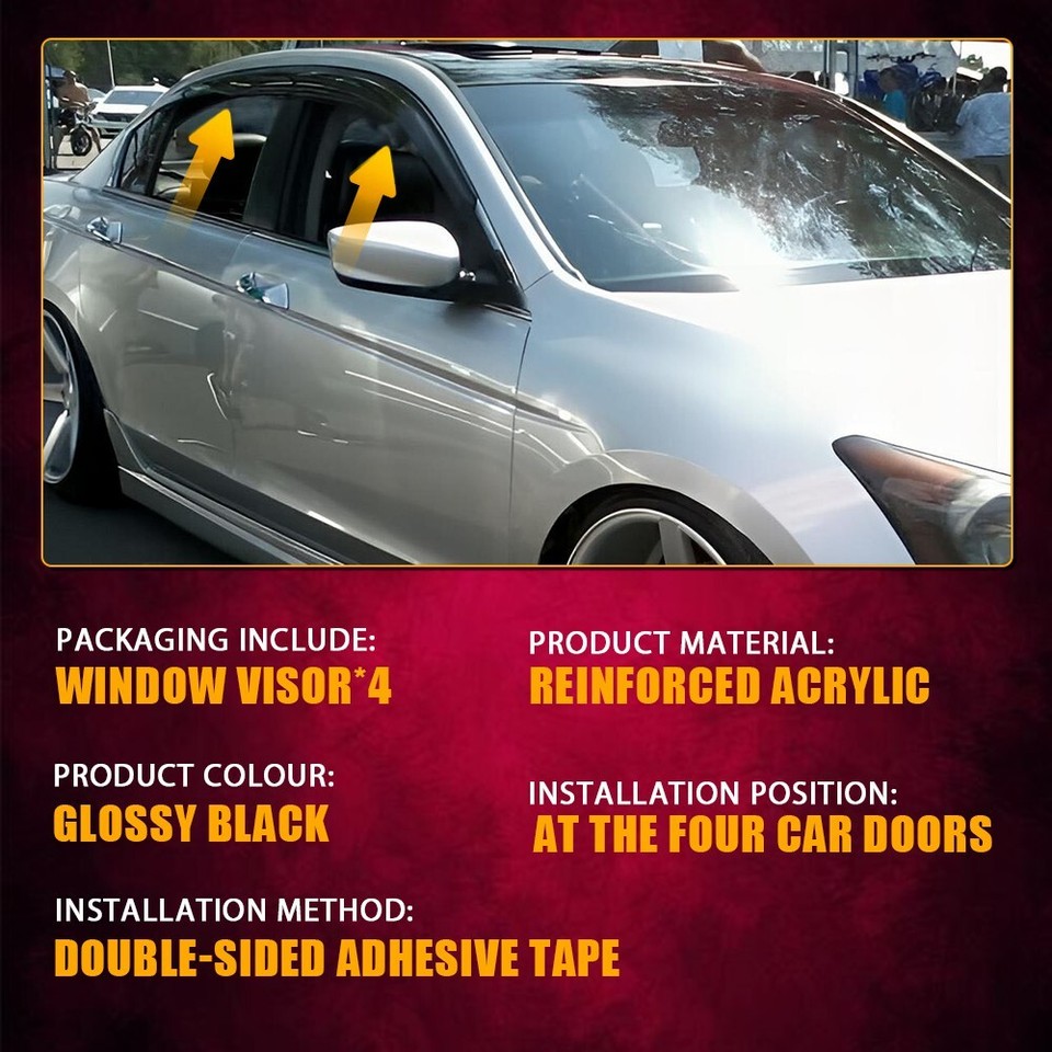 For 2003 2004 2005 2006 2007 Honda Accord Sedan Tape on Window Visor