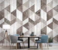 3D Geometry Art Pattern Grey Self-adhesive Removeable Wallpaper Wall Mural