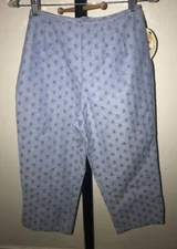 Chloshay cropped pants sz 8 blue blossom flower NWT 50's style Rockabilly