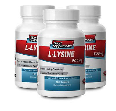 L-Lysine Amino Acid 500mg (3 Bottles, 300 Tablets)