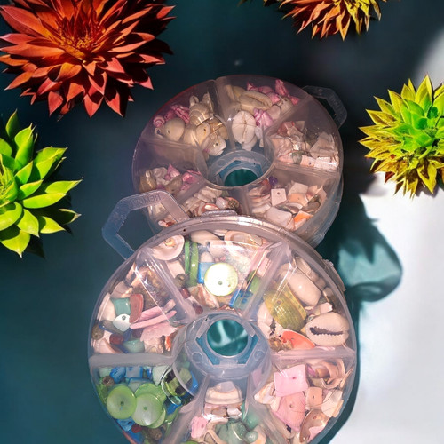 Shell Beads for Jewelry Making Crafts Lot w Storage Containers