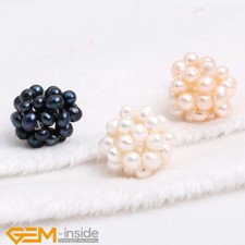 1Pcs Natural Freshwater Pearl Beaded Handmade Intertexture Ball Jewelry 18-20mm