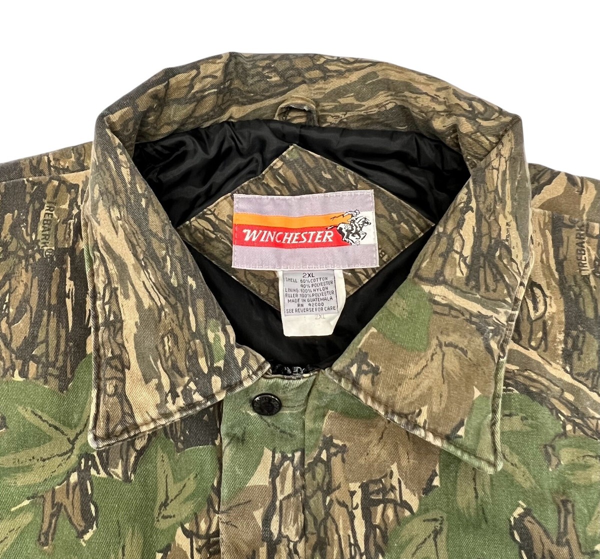Vintage Winchester Jacket Men Size 2XL Brown Camo Trebark Hunting 