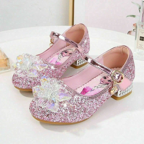 Kids Girls Ice Queen Princess Party Sequins Crystal Glitter Fancy Dress Sandals - Picture 11 of 31