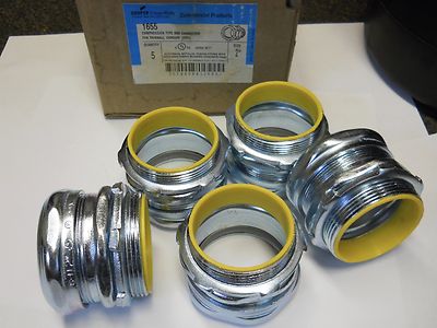 COOPER CROUSE-HINDS 1655 COMPRESSION TYPE BOX CONNECTORS 2'' NEW BOX OF 5