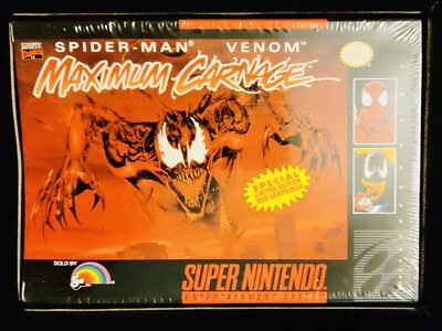 Spider-Man SNES Venom Maximum Carnage Video Game Box Set Sealed With COA RARE 