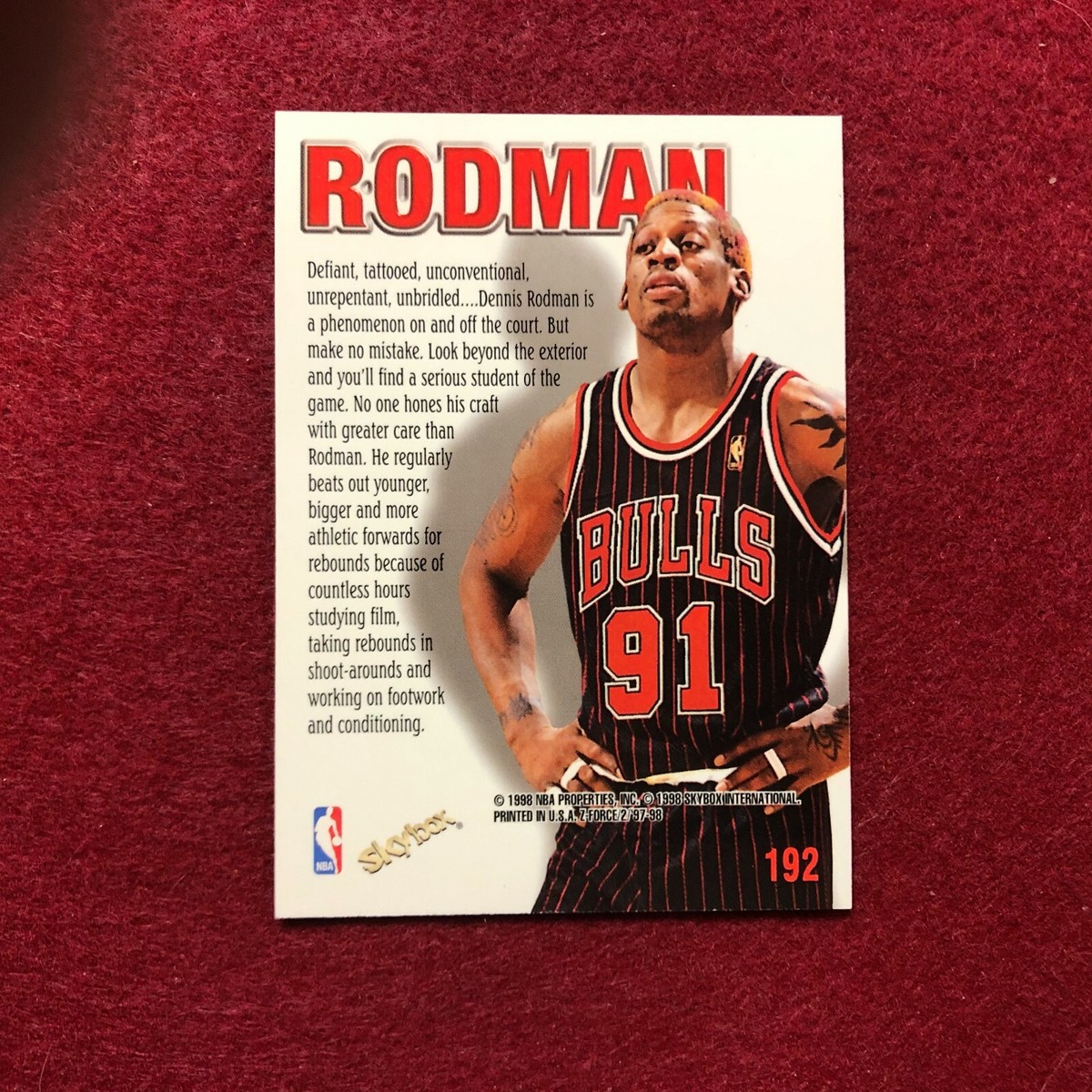 ⚡️NBAトレーディングカード D.Rodman 1997-98 Skybox Z-Force Limited Access DENNIS RODMAN #9/LA