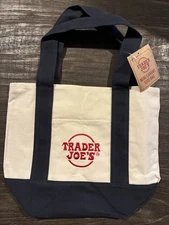 Trader Joe’s Mini Canvas Tote Bag Blue Navy/Dark 2025 FREE Shipping!