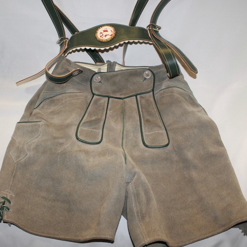 VTG  Men XS 28 42 Lederhosen Leather Oktoberfest Shorts Suspenders Austrian Made