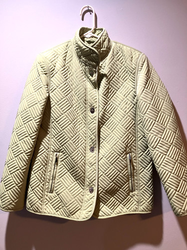 Women's Quilted Jacket S Size Small Light Green Lined Pockets Gallery EXC