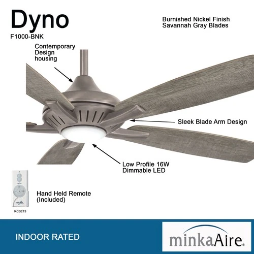 Minka Aire Dyno 52" Ceiling Fan - Savannah Gray 5-Blade Remote Control - Picture 4 of 4