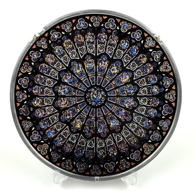 Vintage stained glass rose window (Notre Dame Cathedral) by Glass