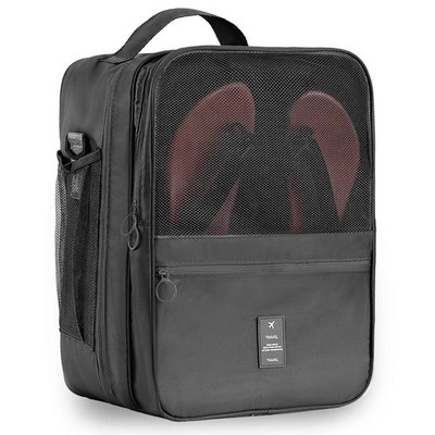 Black Large Travel Shoe Storage Pouch 3 Layers Waterproof Bag Holds 4 Pairs