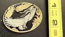 Pewter  Enamel Belt Buckle Eagle  Eagle Feathers 1996 SISKIYOU Cl.3