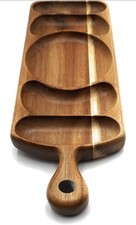 Image of Acacia Wood Serving Platter 43 x 15cm + Grooves & Handle XL Luxury Snack Paddle