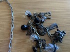 VINTAGE PIDIDDLY LINKS BRASS CRYSTAL JET 36" LOADED CAT CHARM NECKLACE — photo 6