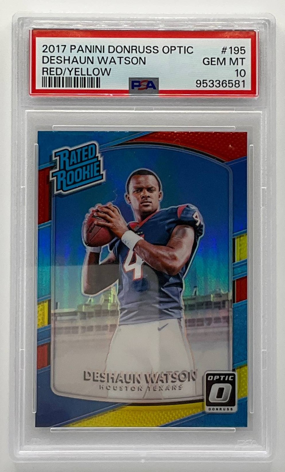 2017 Panini Donruss Optic Deshaun Watson Red/Yellow Texans PSA 10