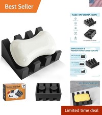 Self Draining Soap Dish Silicone Suction Cup Bathroom Kitchen Black