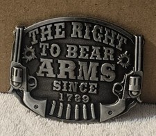 THE RIGHT TO BEAR ARMS SECOND AMENDMENT PISTOL GUN BULLET RODEO BELT BUCKLE