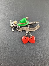 Frankfurt a M Hat Pin Red Dangle Hearts Oktoberfest Edelweiss Flower Hiking