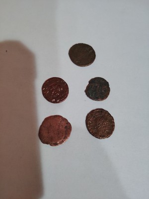 LOT OF 5 ANCIENT ROMAN COINS,  13 - 16 mm, 8.0 gr total