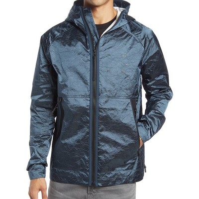 Nike Mens Hooded Jacket S Deep Ocean Nylon Solid Full Zip Athletic Sportswear