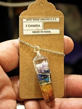 7 Chakra Wire Wrapped Orgonite Pendant Necklace Reiki Healing