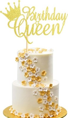 Queen Birthday Cake Topper Happy Birthday Cake Bunting Decor, Cake Picks Party