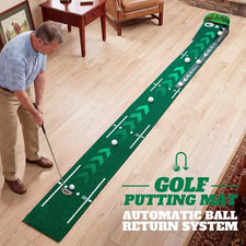 Indoor Golf Putting Mat w/ Auto Ball Return Wrinkle-Free Green for Home Office