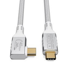 Short Right Angle Thunderbolt 4 Cable 240W USBC To USBC 40Gbps 0.82Ft