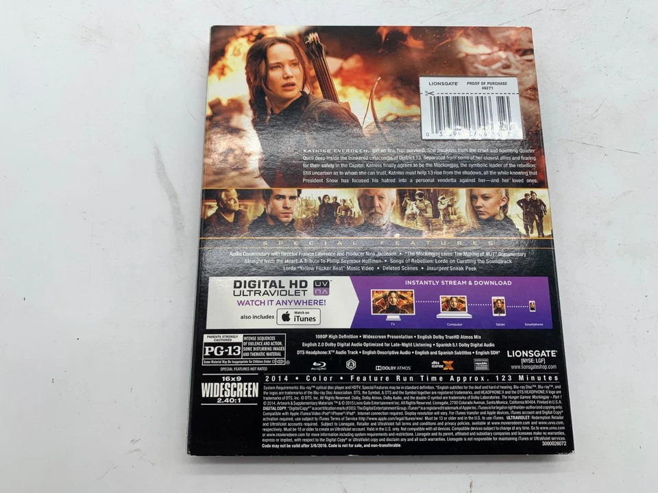 The Hunger Games: Mockingjay, Part 1 Blu-ray DVD 2014 - Image 2 of 4