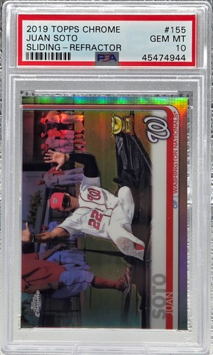 2019 Topps Chrome SLIDING REFRACTOR ~ JUAN SOTO Rookie RC Card PSA 10 GEM MINT