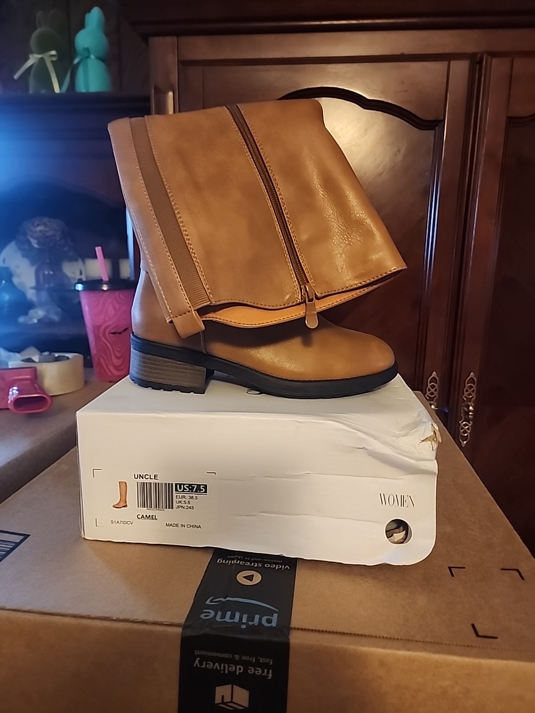 Dream Pairs Women's Uncle Knee High Boots, Size 7.5 , Color Camel