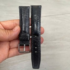 21/18 mm BLACK Genuine Ostrich Legs Leather Skin Watch Wrist Strap Band Buckle