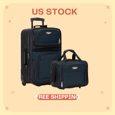 Softside Expandable Luggage With Rolling Wheels Navy 2-piece Set 1521